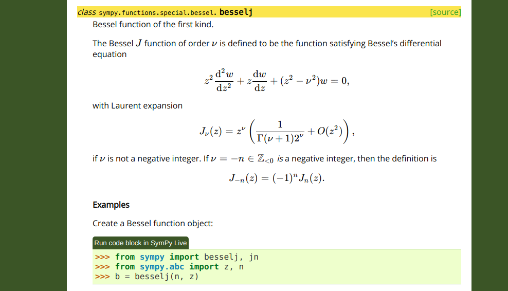 The docs for besselj.